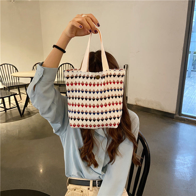 Women's Simple Cute Cloth Printed Lunch Handbags