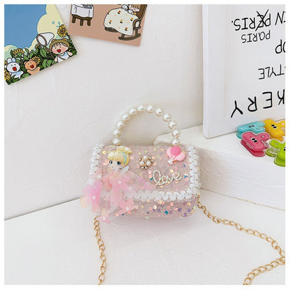 Children's Fashion Pearl Tote Cartoon Doll Chain Children's Coin Purse