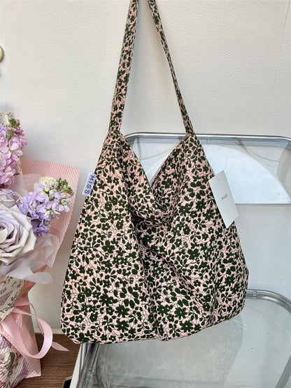 Leopard Print Floral Canvas Female White Shoulder Bags