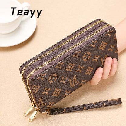 Women's Long Fashion Double Layer Zipper Large Ladies Wallets