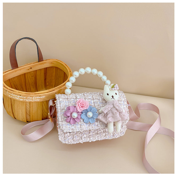 Style Portable Trendy Woolen Small Flower Children's Shoulder Bags