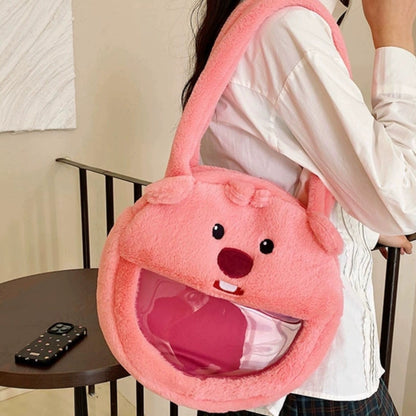 Little Beaver Cute Plush Class Commute Shoulder Bags