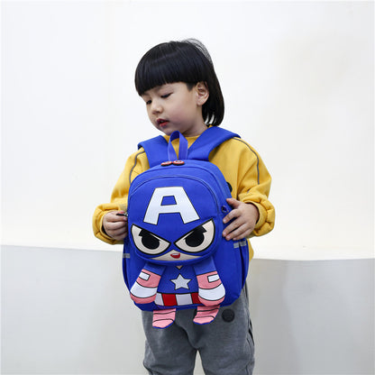 Children's Cute Super Boy Portable Burden Alleviation Kindergarten School Bags