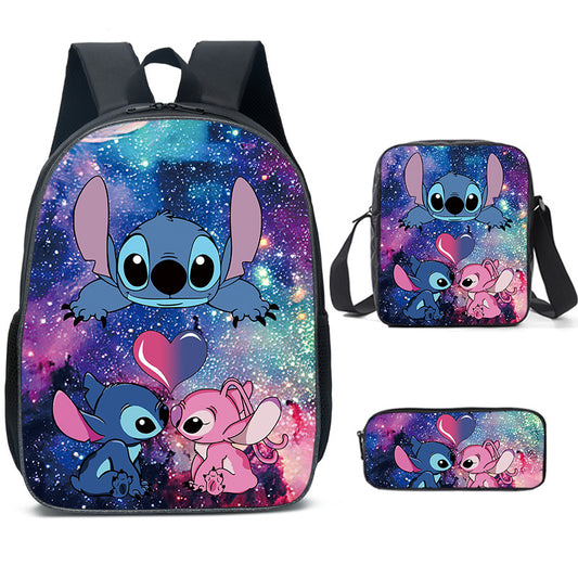 Cartoon Anime Stitch Three-piece Primary Secondary Backpacks