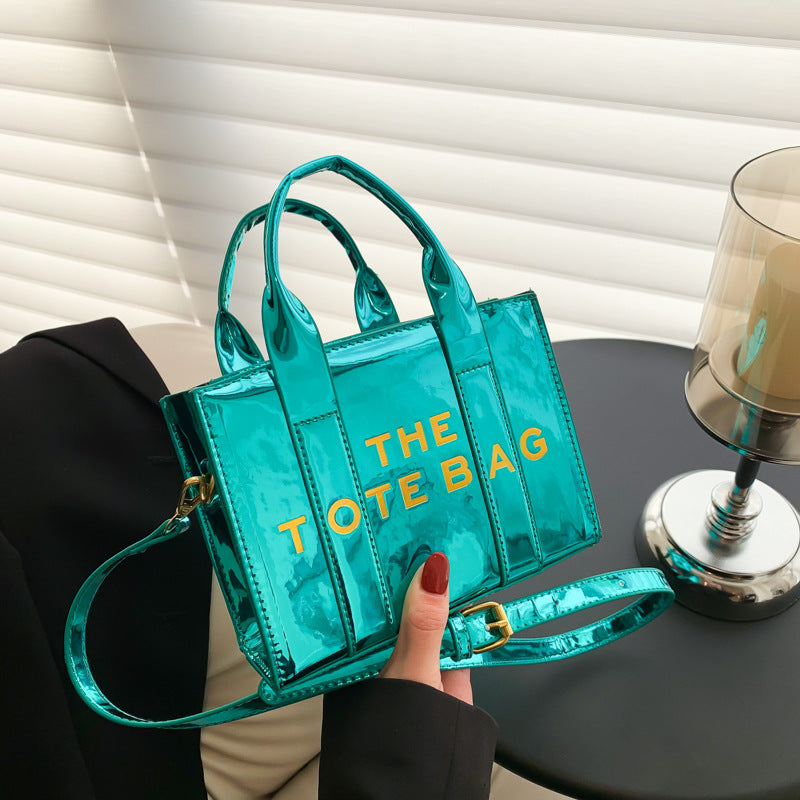 Popular Glossy Small Tote Letter Printed Handbags