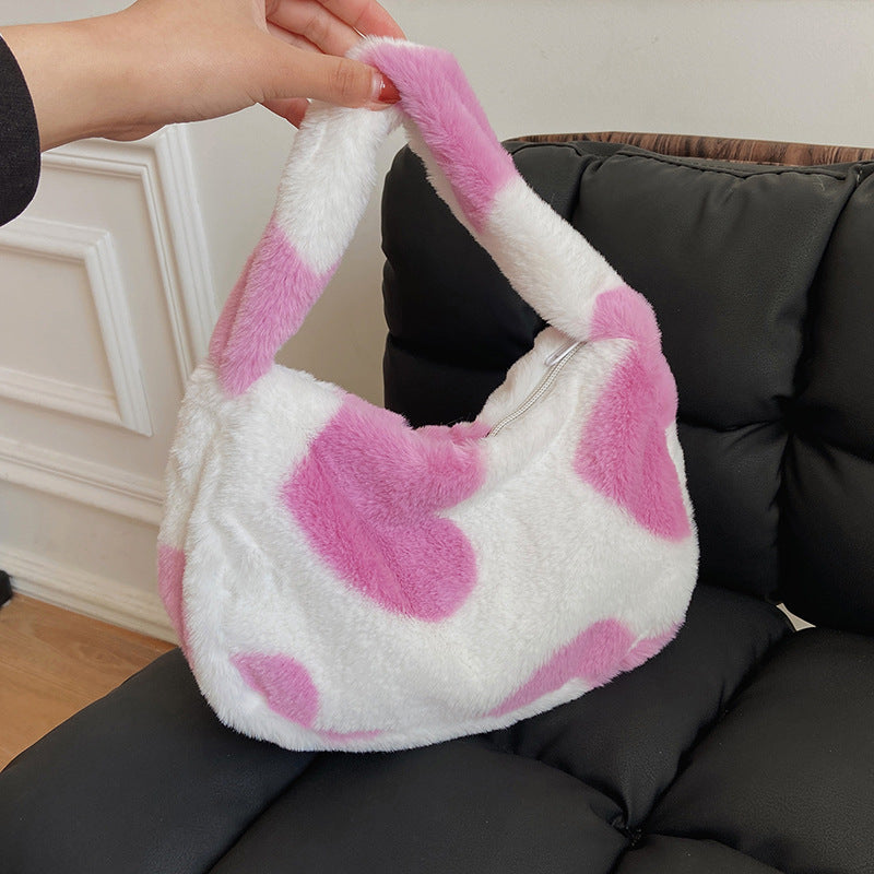 Women's Plush Heart Cute Fashionable Personality Fashion Shoulder Bags