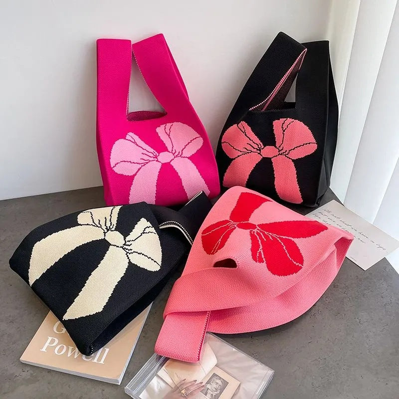 Popular Woolen Yarn Fashion Simple Bow Handbags