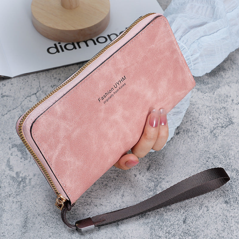 Pochette longue coréenne multifonctionnelle pour femme, portefeuille pour téléphone portable