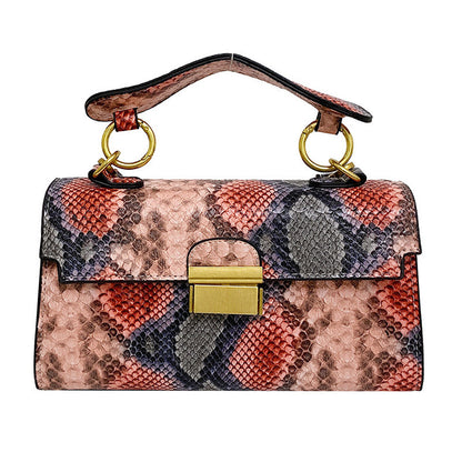 Women's Square Pouch Commuter Contrast Color Serpentine Shoulder Bags