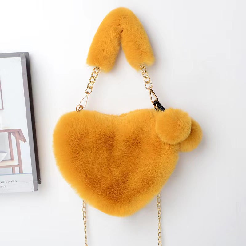 Women's Winter Versatile Korean Style Heart Shape Handbags