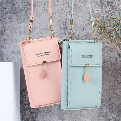 Women's Large Capacity Fashion Simple Leaf Small Phone Bags