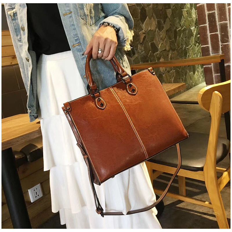 Women's Cool Trendy Leather Cowhide Retro Handbags