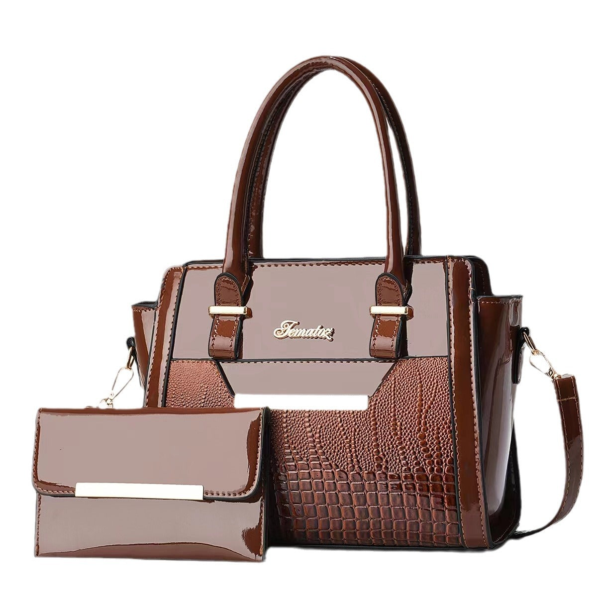 Women's Large Capacity Combination Bright Leather Fashion Handbags