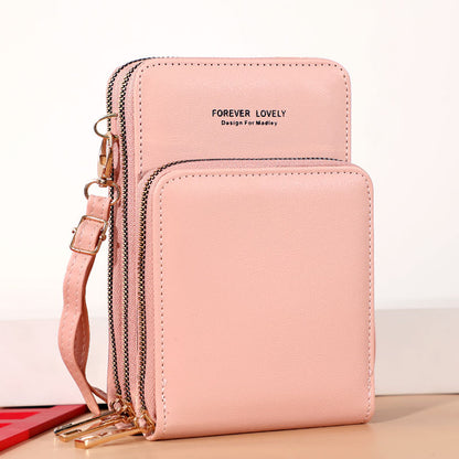 Women's Capacity Solid Color Fashion Simple Small Touch Screen Ladies Wallets