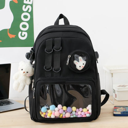 Women's Style High Transparent Bar Badge Cartoon Backpacks