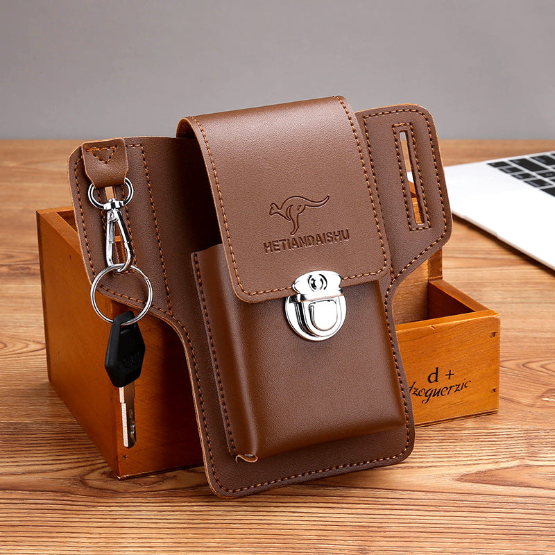 Men's Stall Long-stemmed Pipe Leather Mobile Vertical Men's Waist Packs