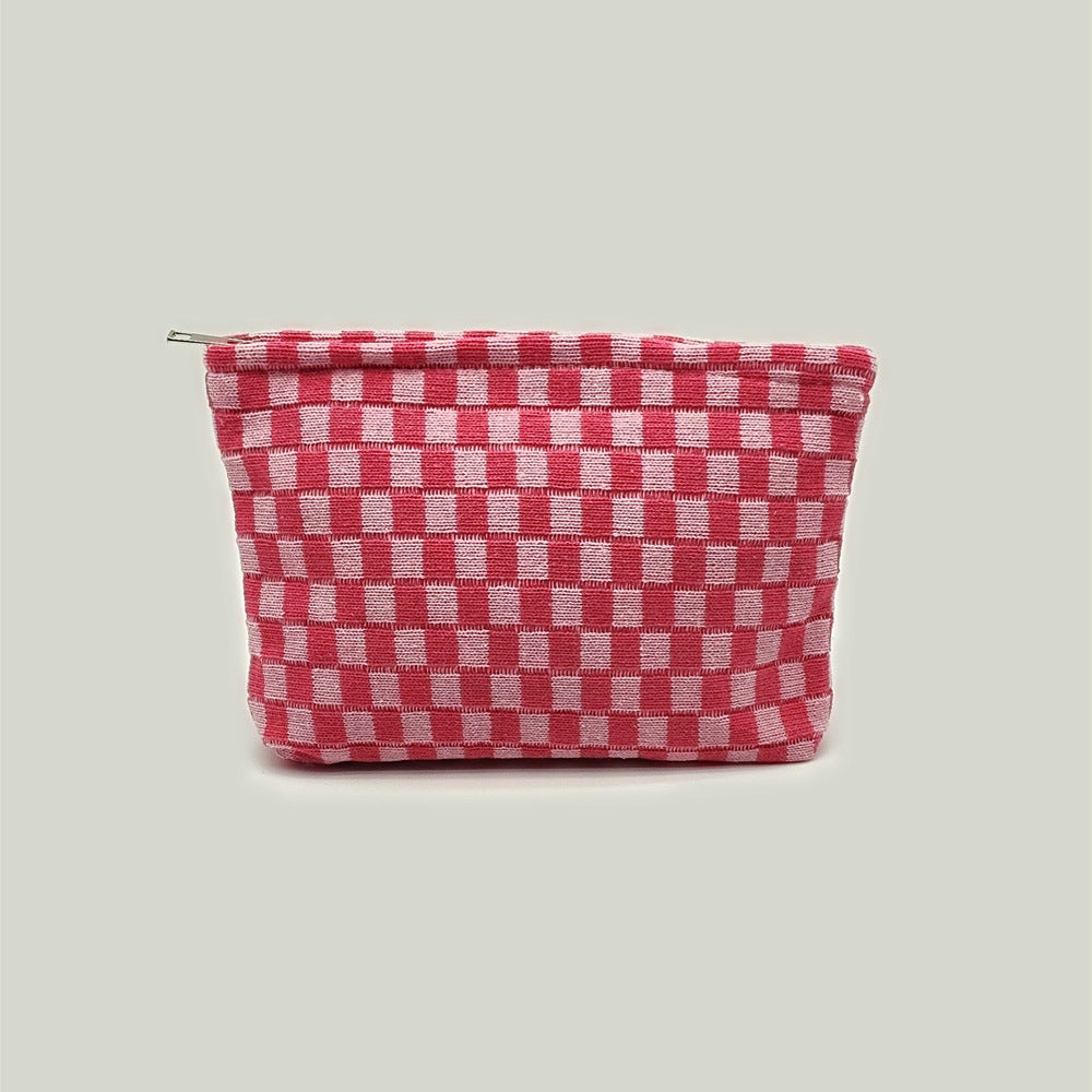 Wool Chessboard Grid Capacity Pencil Knitted Bags