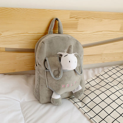 Sacs d'école pour enfants en peluche mignons et créatifs, motif dessin animé coréen, pour garçons, élèves du primaire