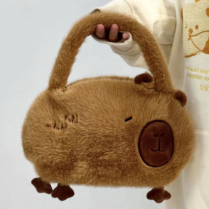 Women's Sweet Potato Capybara Plush Large Capacity Crossbody Bags