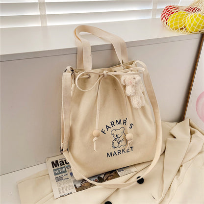 Canvas For Female Korean Style Versatile Large Capacity Shoulder Bags