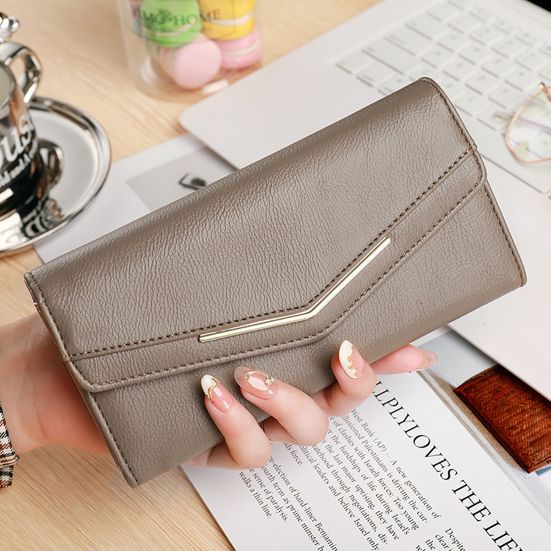 Women's Stitching Fashion Leather Korean Style Oil Ladies Wallets