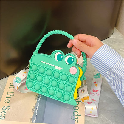 Killer Pioneer Cartoon Silicone Bubble Decompression Children's Shoulder Bags