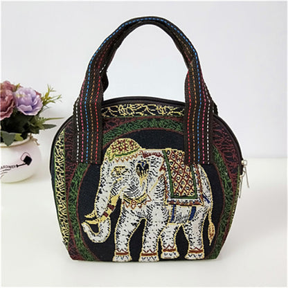 Canvas Embroidered Shell Shape Small Mobile Change Grocery Handbags