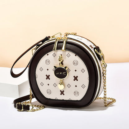 Women's Summer Fashion Simple Texture Chain Round Shoulder Bags