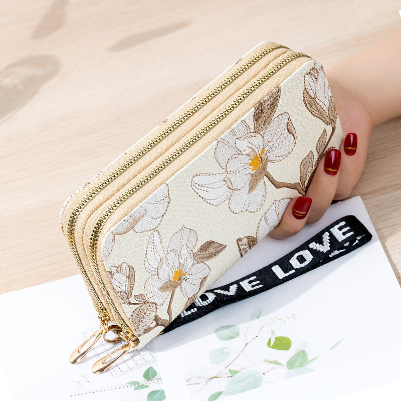 Women's Zipper Korean Style Flower Large Capacity Mobile Ladies Wallets