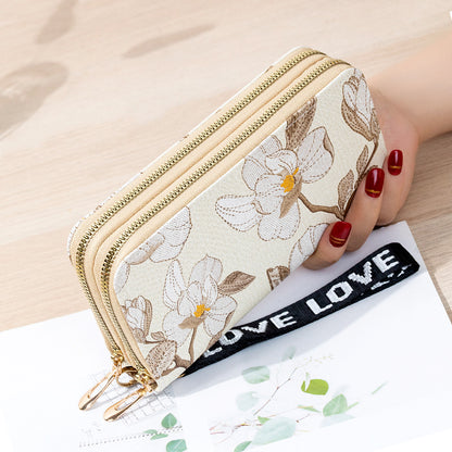 Women's Zipper Korean Style Flower Large Capacity Mobile Ladies Wallets