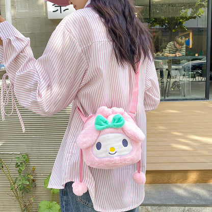 Soft Cartoon Drawstring Cute Melody Big Ear Crossbody Bags