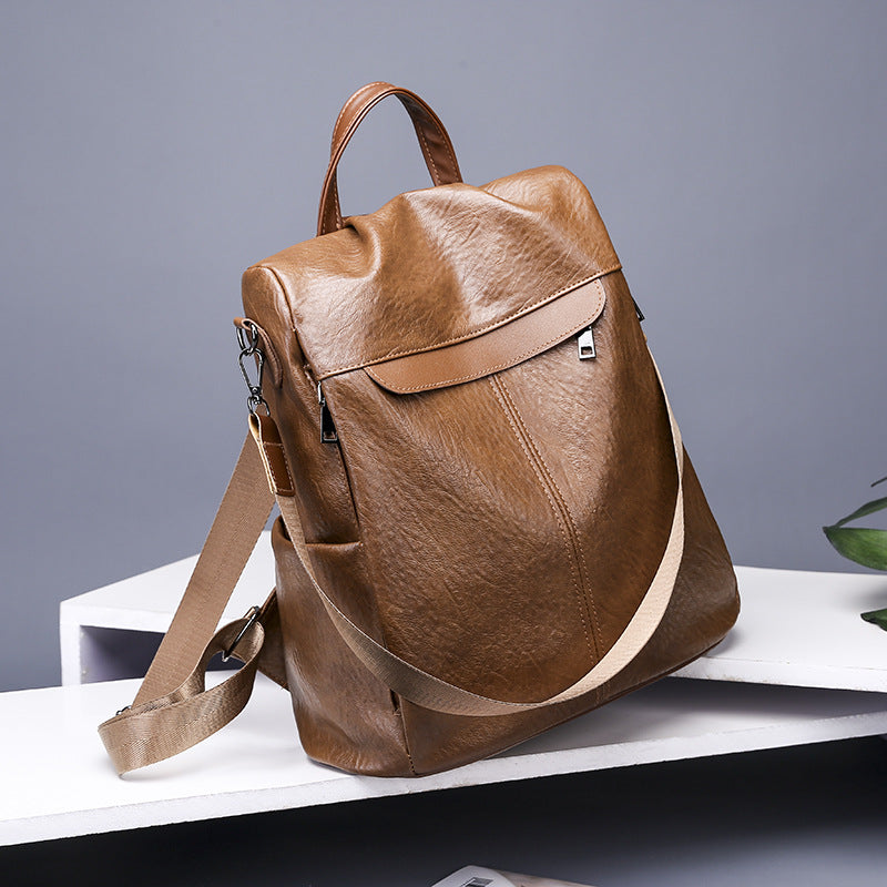 Women's Soft Leather Large Capacity Wind Fashion Backpacks