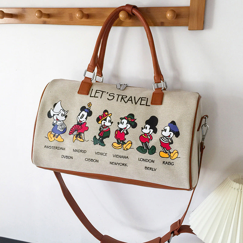 Women's Portable Storage Korean Cartoon Excursion Large Gym Bags