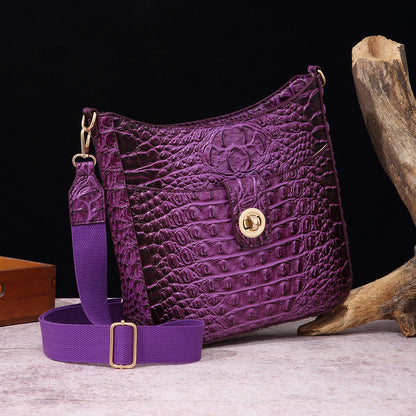 Women's Portable Retro Brahmin Crocodile Pattern Crossbody Bags