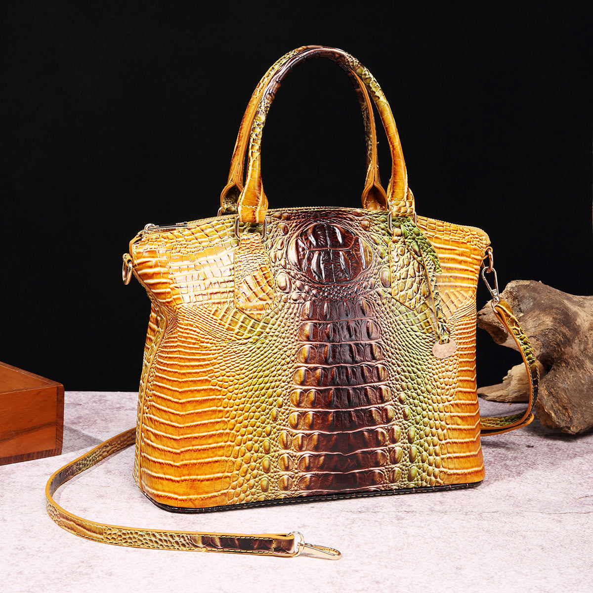 Women's For Retro Crocodile Pattern Brahmin Portable Handbags