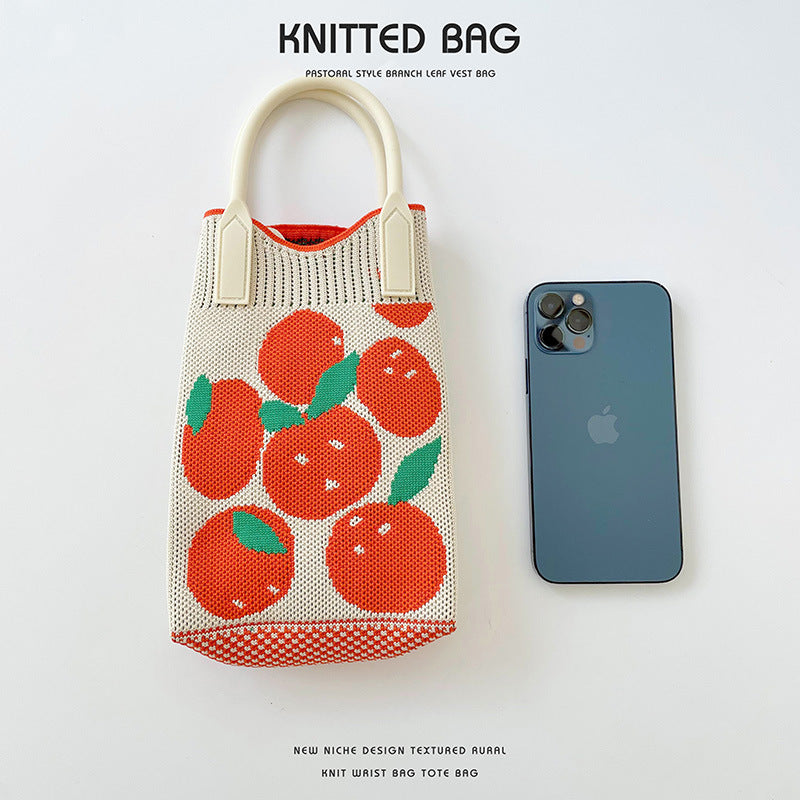 Women's Design Fresh Orange Mini Knitted Phone Bags