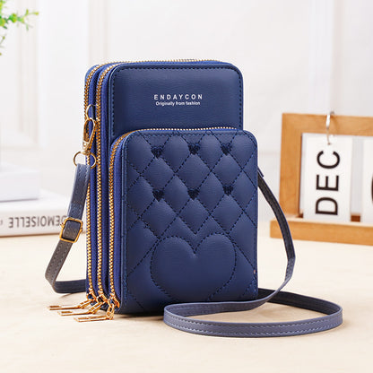 Women's Large Capacity Fashion Simple Zipper Mobile Phone Bags