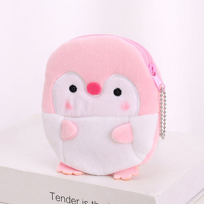 Cute Cartoon Penguin Dinosaur Plush Cable Children's Coin Purse