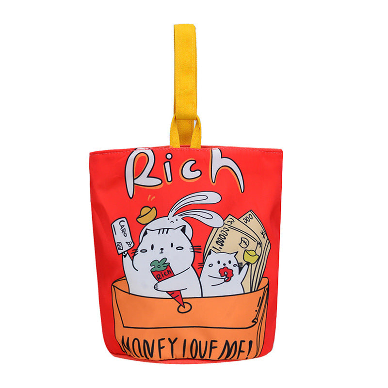 Children's Cute Canvas Bucket Portable Hand Lunch Children's Shoulder Bags