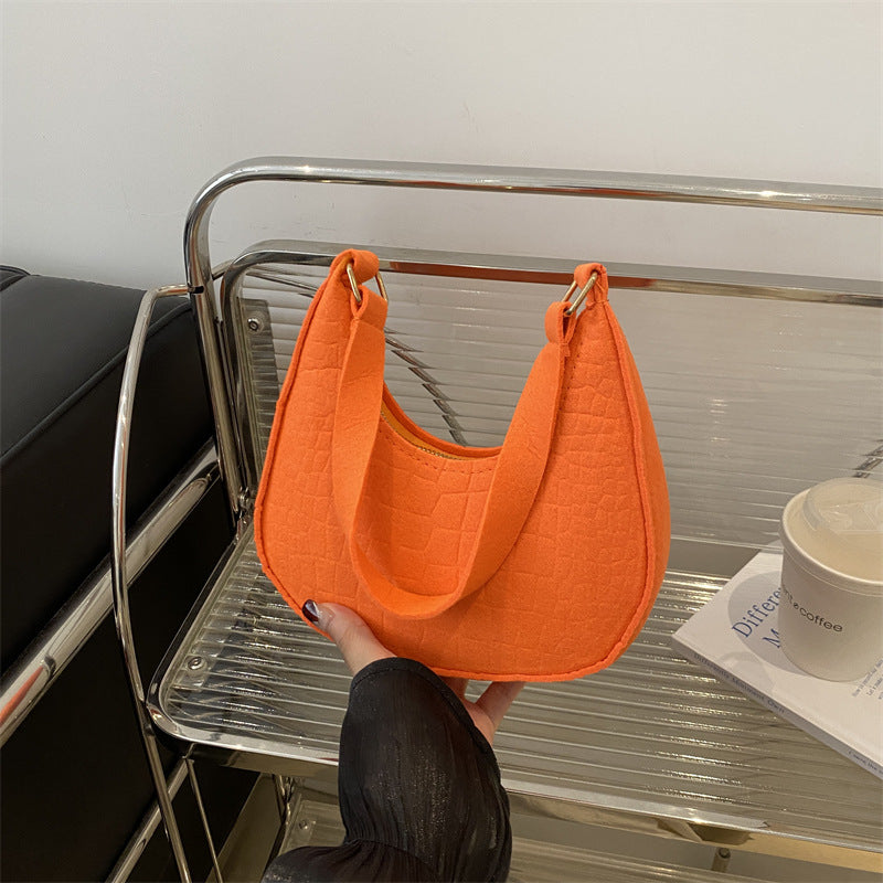 Women's Simple Texture Pouches Autumn Fashion Underarm Shoulder Bags