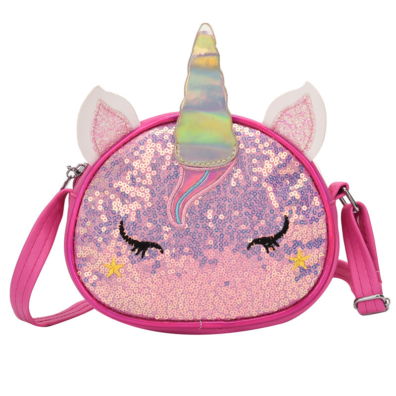 Children's Colorful Shiny Unicorn Cute Cartoon Stylish Children's Shoulder Bags