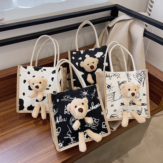 Women's Bear Trendy Cute Fashion Tide Cloth Handbags