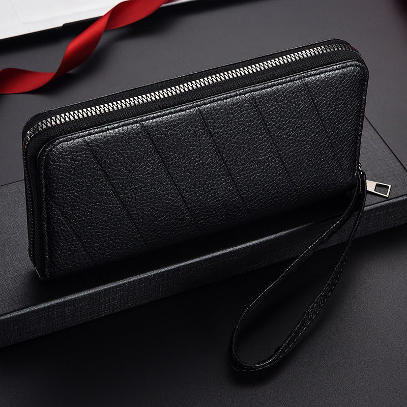 Men's Long Zipper Clutch Mobile Embossed Multiple Men's Wallets