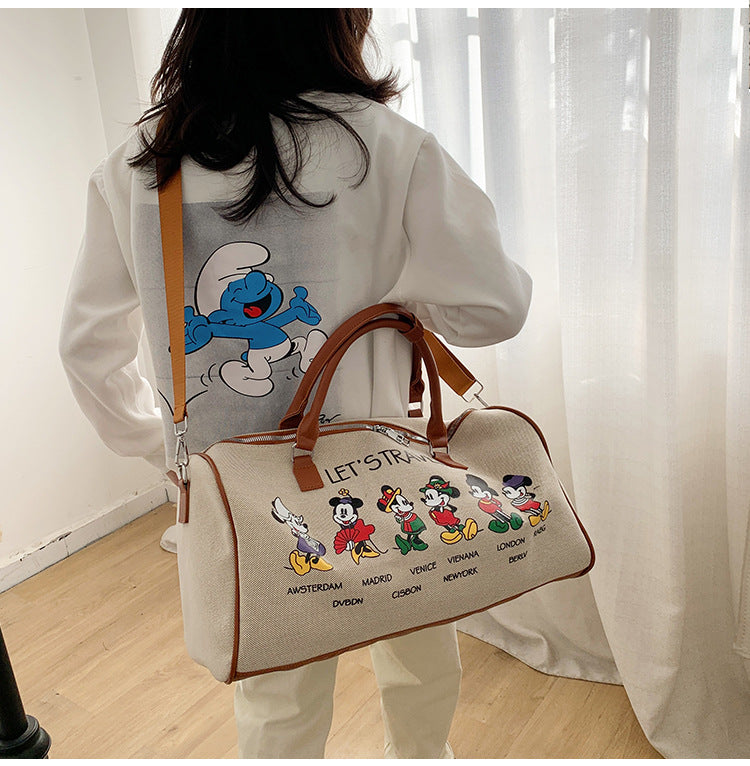 Women's Portable Storage Korean Cartoon Excursion Large Gym Bags