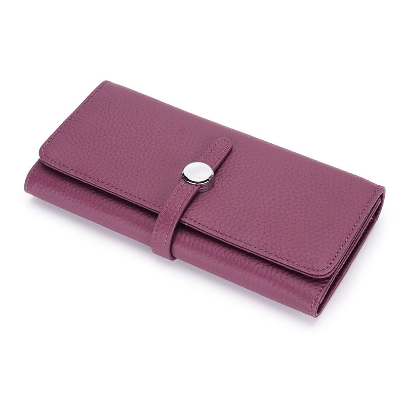 Women's Genuine Leather Folding Large Capacity Soft Ladies Wallets