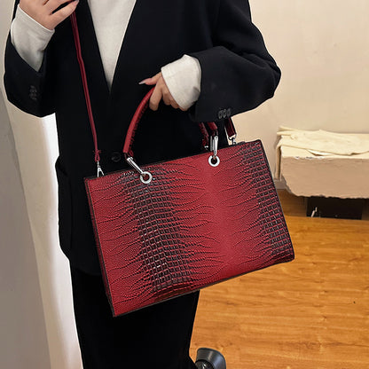 Fashion Retro Textured Crocodile Pattern Portable Tote Crossbody Bags