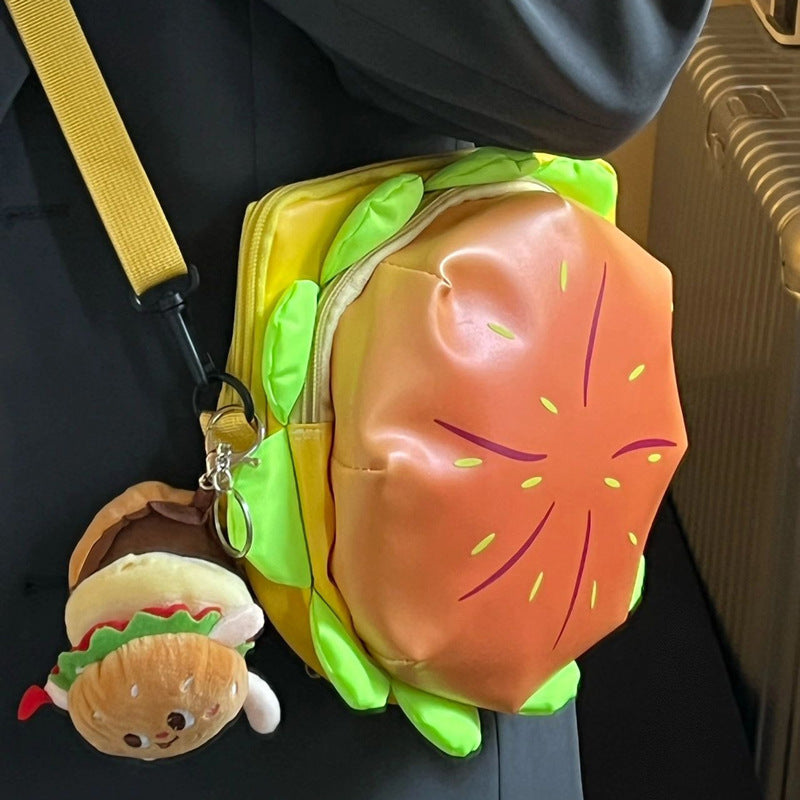 Sacs à bandoulière souples et polyvalents pour femmes avec motif de dessin animé Cheeseburger