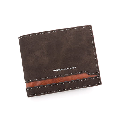 Men's Retro Patchwork Contrast Color Horizontal Version Men's Wallets