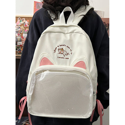 Grands sacs à dos en coton souple et transparent pour femmes, motif poupée de dessin animé