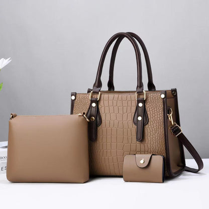 Women's Color Stone Pattern Texture Fashionable Three-piece Handbags